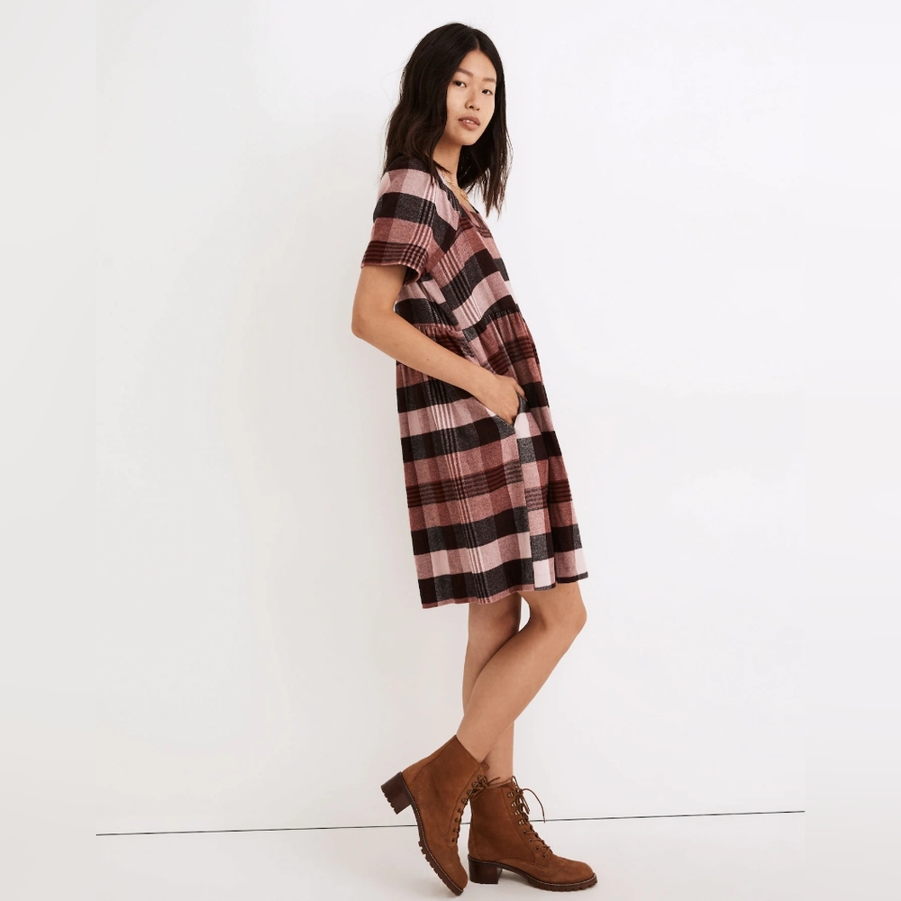 NWT Madewell Plaid Flannel Allie Mini Dress